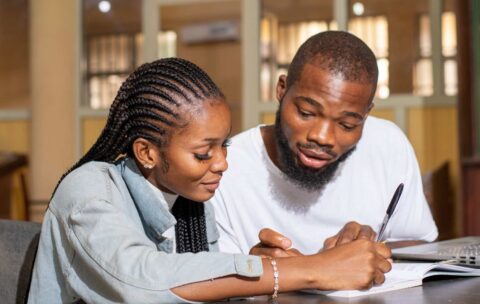 lady and man studing